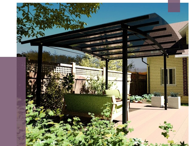 Навесы для террасы в Нижнекамске от 12927 руб. под ключ | ПРОЛЁТ-Нжм