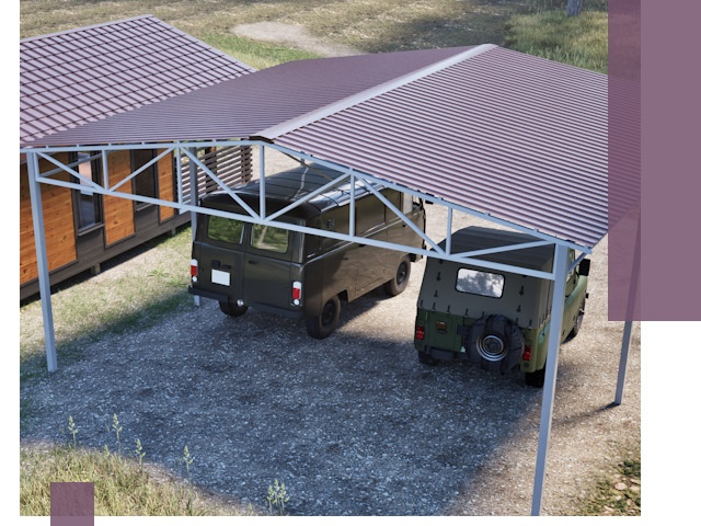 Двускатные навесы под ключ в Нижнекамске — изготовление и монтаж